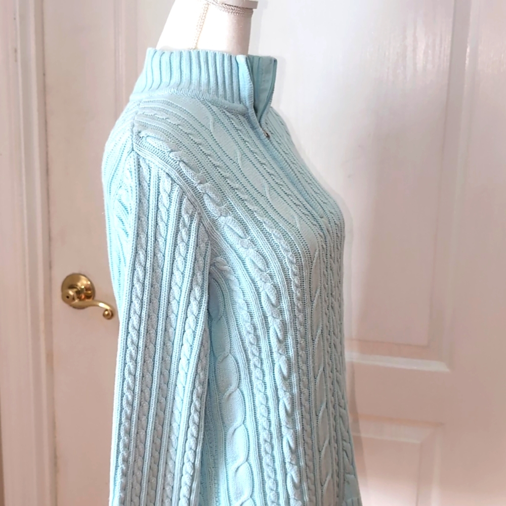 Croft & Barrow Cable Knit 1/4 Zip Mock Neck Pullover Sweater. Size Large - Picture 5 of 11